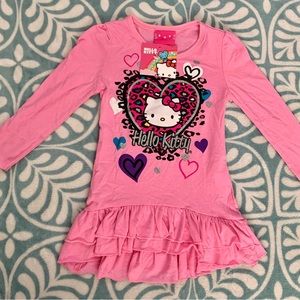 Sanrio Hello Kitty Pink Tunic Top with Ruffled Hem 4T NWT